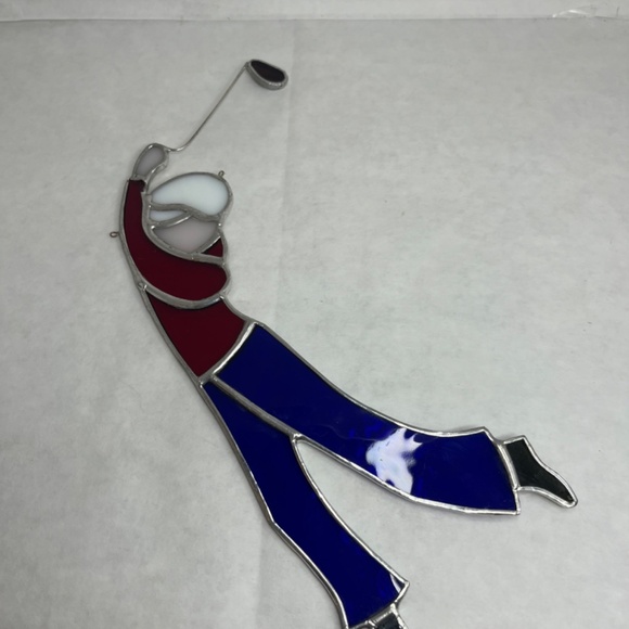 Vintage Stained Glass Golfer Sun catcher Ornament Window Art - Picture 2 of 4